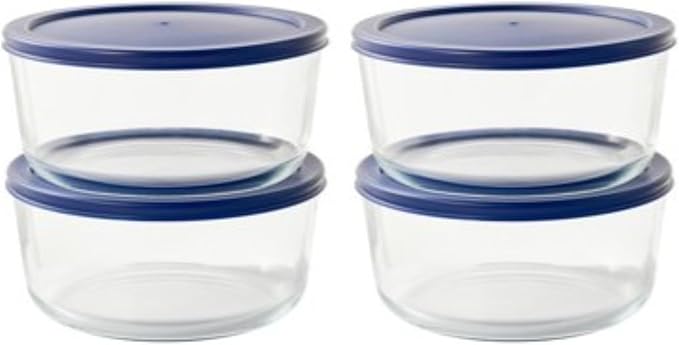 8-Piece Glass Food Storage Containers Set (4 Containers + 4 BPA-Free Lids) | 6.5-Cup, Leakproof | Microwave, Freezer, Oven & Dishwasher Safe | Ideal for Meal Prep & Pantry Organization, White