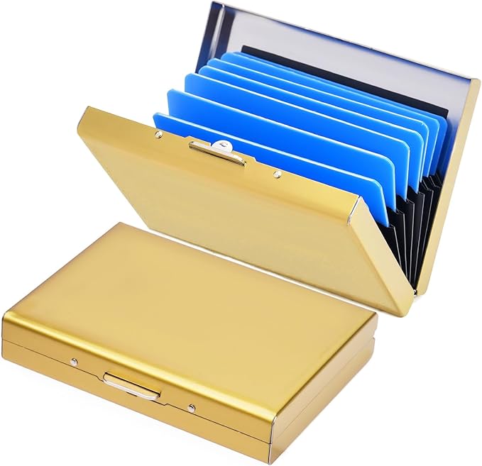 Credit Card Holder Wallet Stainless Steel Card Case RFID Blocking Business Card Holder Protector for Women Men