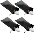 4 Pack Shoe Bags for Travel, Satin Fabric Shoe Bag with Drawstring for Men Women, Black Shoes Storage Bags for Travel Protecting Storing Shoes, Washable & Reusable, 17.7× 7.9 In (Black)