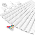 Delamu Cord Hider, 142in Cable Hider, Cord Covers for 3-4 Wires on Wall, Wire Covers for Cords, Wire Hiders for TV on Wall, Easier Setup Cable Cover Cable Management, W1.18 H0.63in, White