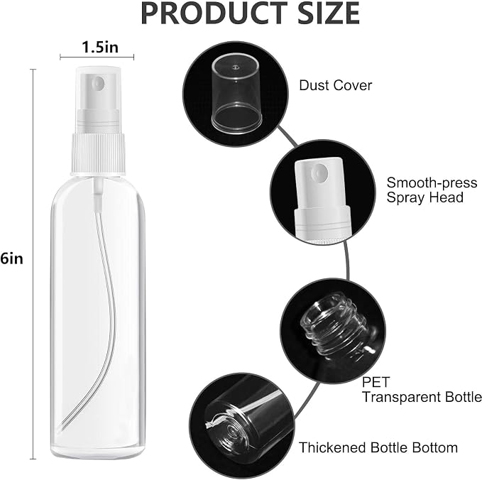 DTDNZKN 4 Pack 4 Oz (120ml) Small Spray Bottles, Fine Mist | Refillable, Reusable Spray Bottles for Liquids with Funnel