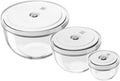 ZWILLING Fresh & Save BOWLS 3-pc Glass Vacuum Bowl Set | Airtight Vacuum Bowls Keep Leftovers Fresher Longer. Freezer, Microwave & Dishwasher Safe.
