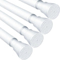 MEXAU 4 Pack White Tension Curtain Rod for Windows 30 To 64 Inch White Tension Rod 7/8" Adjustable Spring Curtain Rod No Drilling Tension Shower Curtain Rods for Closet Doorways