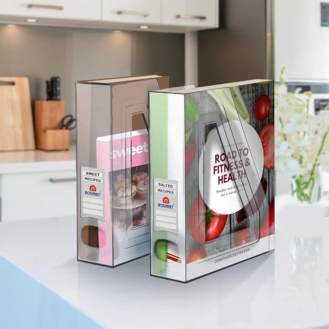 Acrimet Magazine File Holder, Vertical Desk Organizer, Clear, 2 Pack | Durable Plastic, Office & Home Use, Rack Design for Folders and Mail, Space-Saving Storage