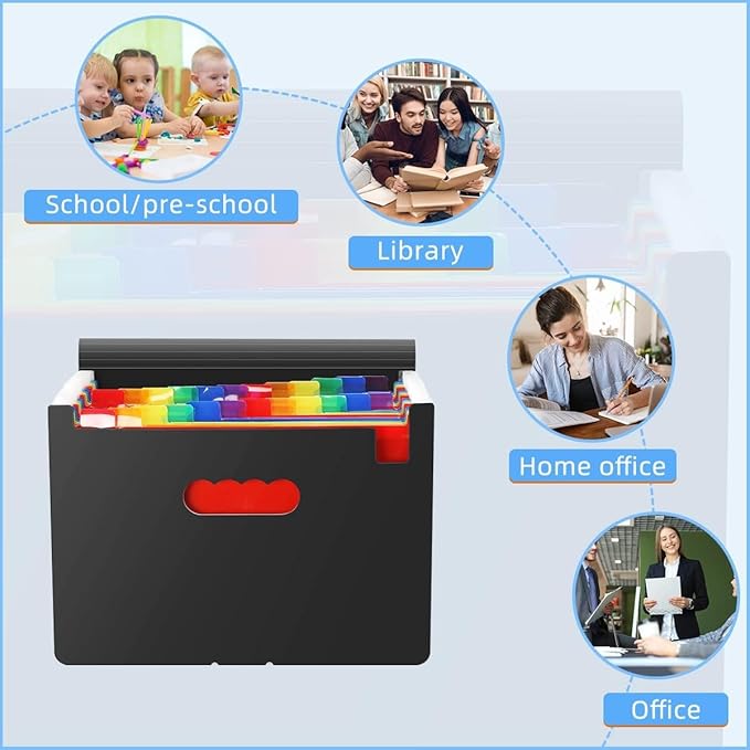 24 Pockets Expanding File Folder,Accordion File Organizer,Document Organizer Letter Size,Expandable Filing Box,Special Designed for Portable Use,Accordian Folders,Plastic (Rainbow)