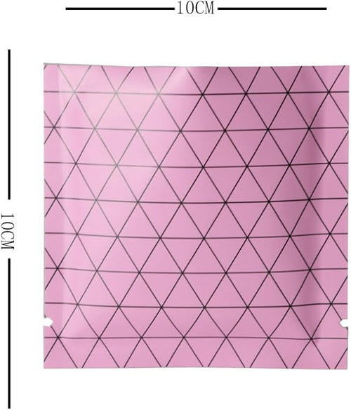 100 PCS 4 Mil Thick Open Top Heat Seal Bags, PET+AL+PE Mylar Bags with Easy Tear Notch, Resealable Heat Sealable Pouch for Food Storage, Packaging, Not Vacuum Bags (Pink, 10 * 10CM/3.9"*3.9")