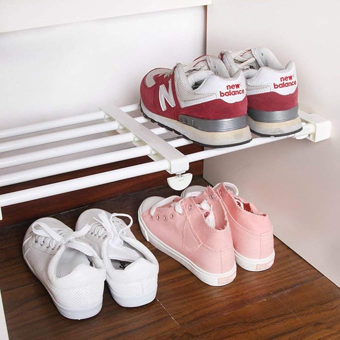 Adjustable Shelf Organizer Expandable Closet Shelf and Rod with No Drilling for Wardrobe Cupboard Kitchen Bookcase (15" - 23.6")