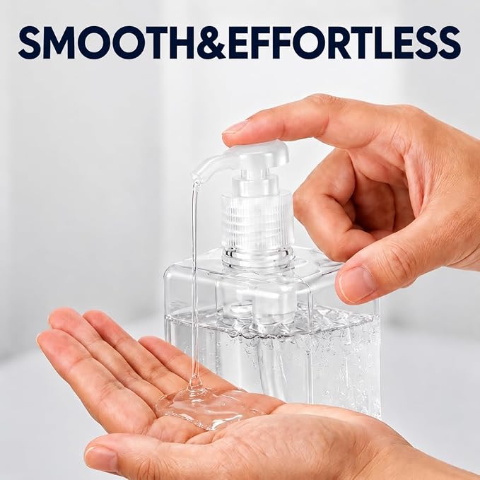 TMLECE 8.5oz/250ml Square Soap Dispenser Bottles | Eco-Friendly PETG Material, Leak-Proof Rotating Pump for Bathrooms, Kitchens & Travel, 4 Pack Refillable Bottles