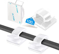 Abnii 100PCS Cable Clips, Adhesive Wire Clips Organizer Cord Clips Management, Cable Staples Outdoor Strong for Wall, Desk, Christmas Lights, String Lights, TV PC Ethernet Cable, Clear Small
