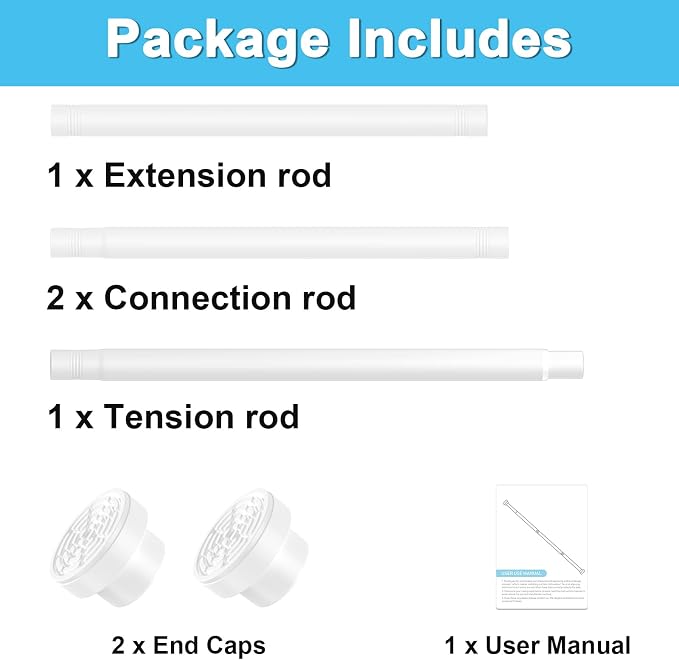 Tension Curtain Rod 30 To 63 Inch White Tension Rods Adjustable Spring Loaded Curtain Rods 7/8" Curtains Rods No Drilling Tension Rods For Windows Bedroom Closet Doorway Door