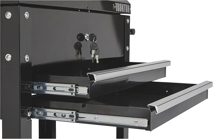 Ironton 28in. 2-Drawer Rolling Tool Cart, 350-Lb., Locking Drawers | Heavy-duty steel frame, open lower tray, quick-access tool organization, garage/workshop/warehouse use, easy maneuvering