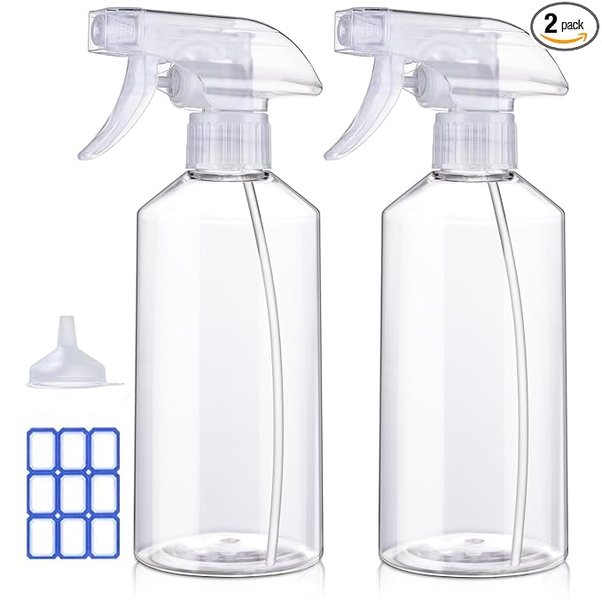 JohnBee Spray Bottles - 16.9oz/2Pack - Premium Adjustable Spray Bottles for Cleaning - No Leak And Clog Mister Spray Bottle - Spray Bottle For Hair, Plants, Pet, Vinegar, And Rubbing Alcohol Reagent