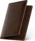 VULKIT Genuine Leather Business Card Holder 2 Sided Slim Business Name Card Organizer for Men or Women, up to Hold 20 cards (Genuine Dark Brown)