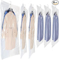Hanging Vacuum Space Saver Bags 6 Pack, Closet Organizer Storage Bags, Vacuum Seal Clear Bags for Clothes, Suits, Dress or Jackets