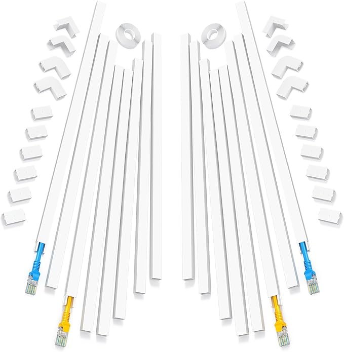 250in Cord Hider, One-Line Cable Hider, Yecaye Small Cord Covers for Wires on Wall System, Cable Raceway Kit for Max 2 Cords, Wire Hiders for Tv on Wall, Wire Hider, 16XL15.7in W0.59in H0.4in, White