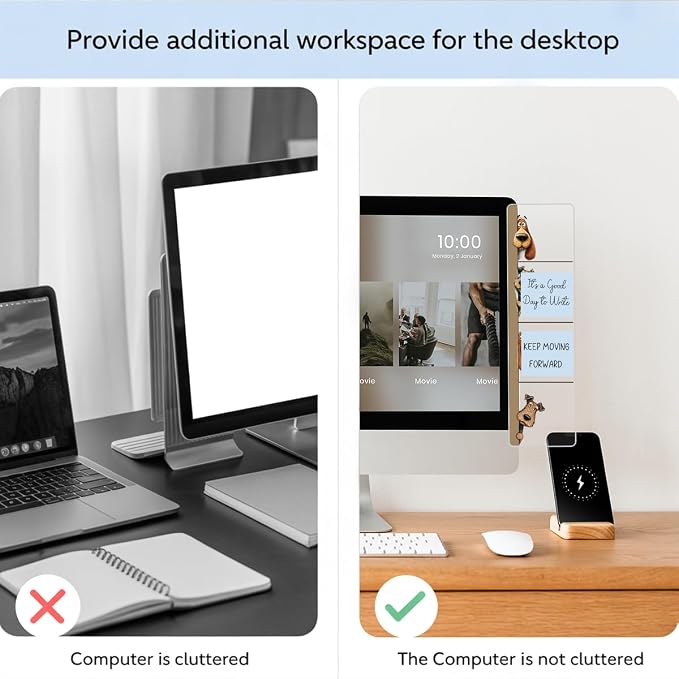 Computer Monitor Memo Board, Sticky Note Holder, Monitor Side Note Board, Acrylic Desk Organizer with 100Pcs Notes, Gifts for Dog Lovers for Office Worker Men Women, Home Desktop and Office Desk