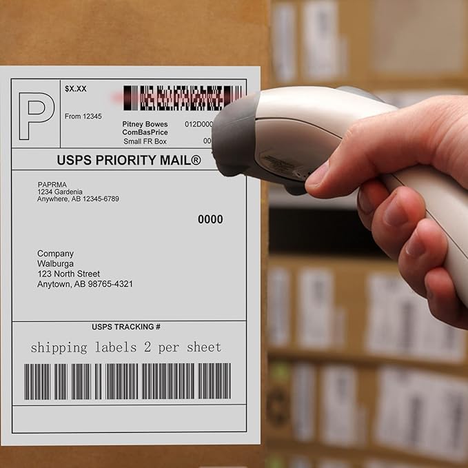 Half Sheet 8.5x5.5inch Shipping Mailing Label 1000 Counts, 2 Labels Per Sheet 8.5 x 11 for Laser & Inkjet Printer, Permanent Adhesive Label Square Corner (500 Sheets)