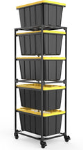 27 Gallon Tote Storage Rack with Wheels | 27 Gallon Tote Rack System, Max 300 Lbs Load Capacity, Easy to Move, Ideal for Garages & Warehouses (Bins Not Included)
