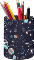 Galaxy Space Planets Pen Holder Pencil Cup for Desk Organizer | Cute Makeup Brush Holder PU Multifunctional Office Suppliesfor Decor Home Classroom School
