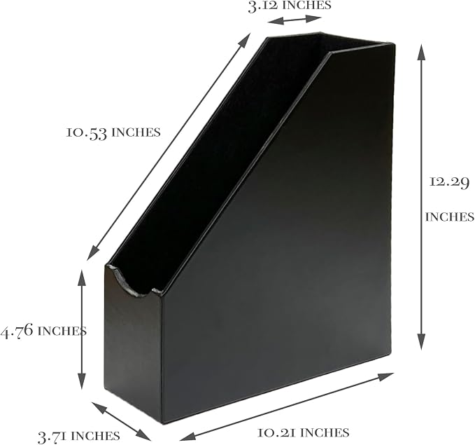 UnionBasic Magazine File Holder, Leatherette Desktop Document Organizer, Home Office Paper Holder File Storage Literature Sorter, Black, Set of 4