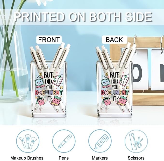 But Did You Document It Acrylic Cosmetic Pencil Holder Cup, Pen Holder for Home Office Desk Accessories for Coworker Boss Nurse HR Assistant, Office Desk Pen Organizer, Funny Work Gifts