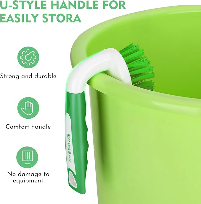 SetSail Scrub Brush, Heavy-Duty Scrub Brushes for Cleaning, Green 4 Pack | Heavy-Duty Scrub Brushes for Cleaning Shower, Bathroom, Carpet, Kitchen and Bathtub Scrubber - 4 Pack