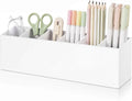 Jetec Acrylic Pen Holder 6 Compartments Makeup Brush Stationery Organizer Pencil Holder for Desk Accessories, Cosmetic Brushes, Dorm, Home, Bathroom, Kitchen, Office Supplies(White)