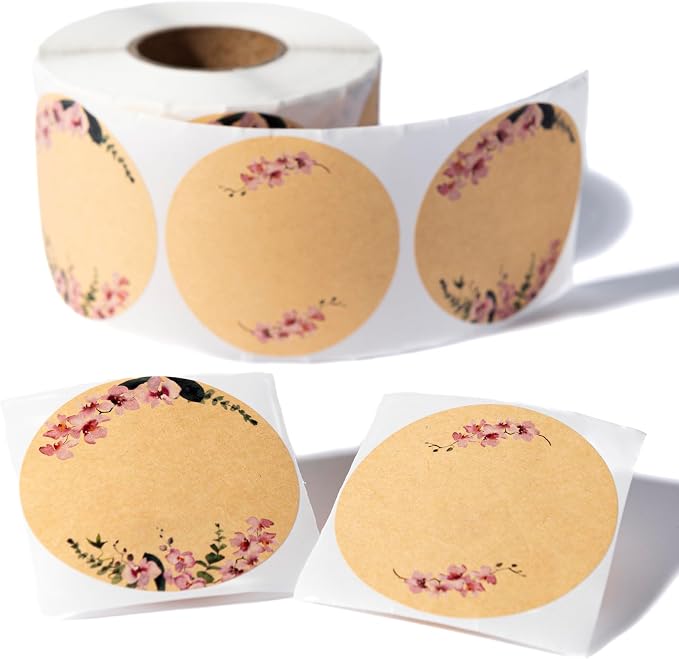 MONEST (500pc/Roll) 2" Stickers for Jars and Lids | Pantry, Mason Jar, Canning, Spice, and Bottle Labels (Pink Orchids 2")