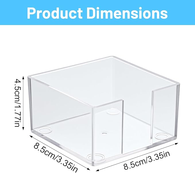 Sticky Note Holder, 3 X 3 Inch, Acrylic Clear | Crystal Clear, Desk Accessories, Post Note Pad Holders, For Office Home