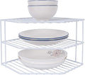 3-Tier Corner Shelf Counter and Cabinet Organizer -Countertop Organizer - Cabinet Corner Rack for Plate - Cabinet & Pantry Kitchen Organization (White)