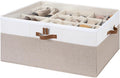 StorageWorks Shoe Organizer for Closet, Fits up to 24 Pairs, Shoe Cubby Storage Containers with Adjustable Dividers and Clear Cover, Brown & White
