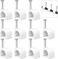 Cable Clips 10mm Nail in Cable Holder Clip 100 Pcs Wire Clips Speaker Tacks for Cords Coax Clamps Ethernet Cord Tacks RG6 RG59 CAT6 RJ45 Wall Wire Organizer