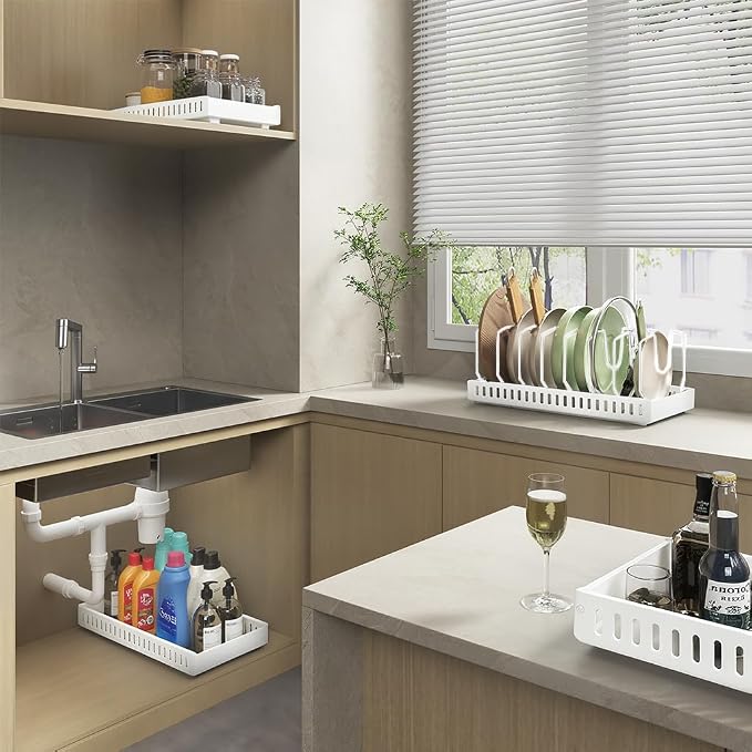 Pull Out Pot Lid Organizer | Cabinet Pan Rack, 10 Dividers