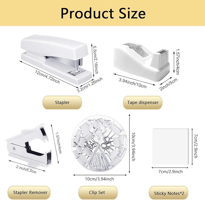 Office Supplies,Desk Accessories,with Stapler, Tape Dispenser,Desk Organizer,Folding Phone Holder,Pen,Journal Notebook,Scissor,Staple Remover,Staples,Clear Tape,Sticky Notes,Paper Clips,Bookmark,Ect