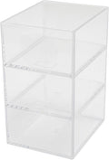 Martha Stewart Brody Desktop Storage Organizer, Stack and Slide Plastic Organizer Tray, Organizer for Office, Kitchen, or Vanity, 3" x 3.75", Clear
