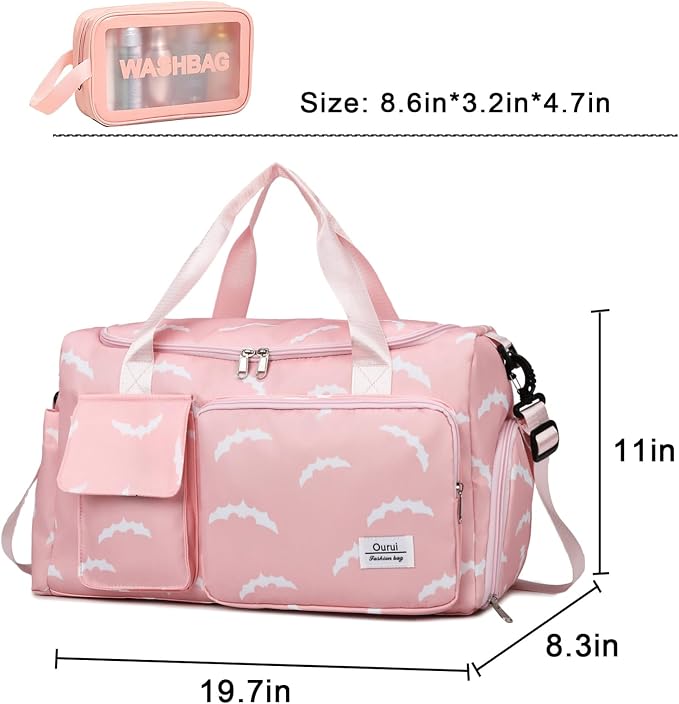 Small Gym Bag for Women, Travel Duffle Bag Carry On Weekender Bag with Shoe Compartment