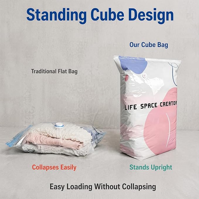 Better Life Space Bags, No Pump Vacuum Storage Bags for Clothes, Bedding & Comforters, Cube Compression Bags, 31 x 39 x 15 in, 2 Pack
