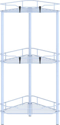 HuggieGems 3 Tier Floor Standing Corner Shower Caddy Organizer Shelf with Hooks, Bathroom Shelves Stand Rack, Blue
