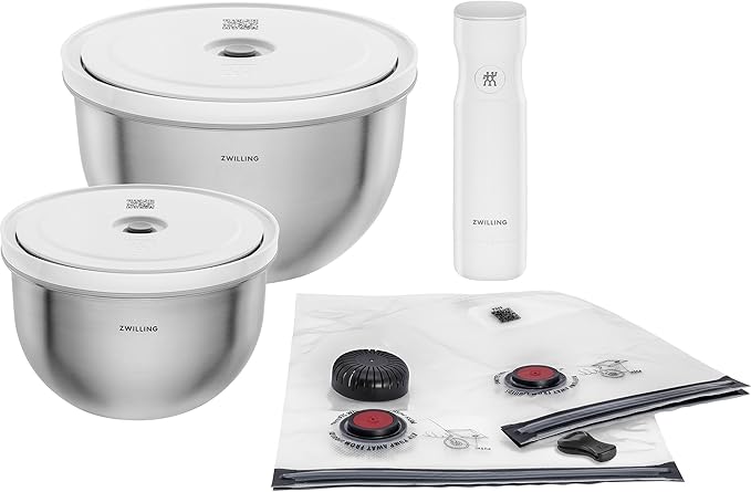 ZWILLING Fresh & Save BOWLS 9-pc Stainless Steel Vacuum Bowl Starter Set, Airtight Food Storage Containers for Meal Prep and Leftovers, Durable, BPA-Free, Stackable