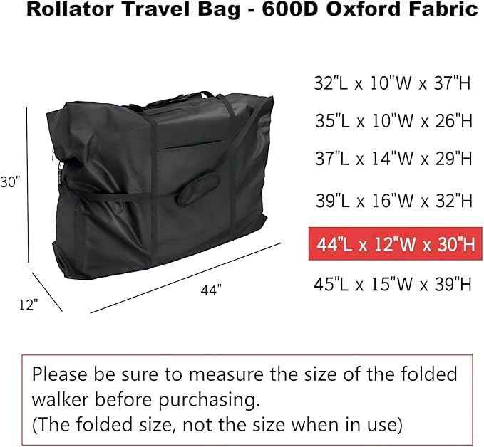 Rollator Travel Bag - Waterproof Wheelchair Bag for Folding Walker Compact Wheelchair Transport Chair Portable Large Duffel Bag Carry Case for Car and Airplane Traveling, 44" Lx12 Wx30 H