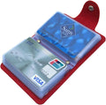 Soft Leather Credit Card Holder for Men & Women Bank Card Case with 24 Durable Plastic Insert Slots Slim Pocket Wallet ID Card Organiser Business Card Case Purse (Red)