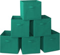 Casafield Set of 6 Collapsible Fabric Cube Storage Bins, Teal - 13" Foldable Cloth Baskets for Shelves, Cubby Organizers & More