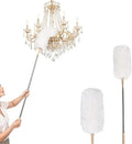 White Lambswool Extendable Duster, 32-98 Inch Bendable Wool Head with Anti-Static Properties and Stainless Steel Extension Pole for Ceiling Fans, High Walls, and Roof Dusting(one Pack)