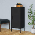 Modern Steel Storage Cabinet with Adjustable Shelves, Spacious Matte Black Design for Living Room or Bedroom Organization, Durable Metal Build for Multimedia and Books