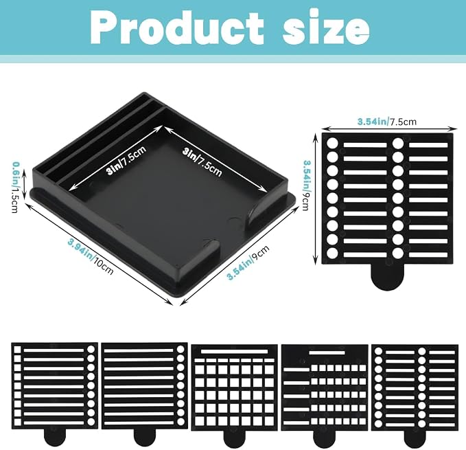 Sticky Note Holder with 5 Different Stencil, 3x3 Sticky Note Stencil Dispenser with Anti-Skidding Mats for Room and Office Desk Organizer(Color:Black)