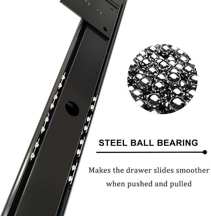 FRMSAET Heavy Duty Metal 14 inches Drawer Slides Ball Bearing 3/4 Extension Rails Underdesk Keyboard Slide Cabinet Furniture Drawer Hardware Accessories with Adjustable Height Bracket. (Black)