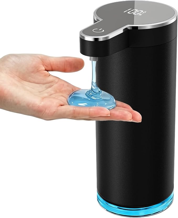 Automatic Liquid Soap Dispenser, 304 Stainless Steel Bottle Body &12 oz/350ml Rechargeable, 4 Adjustable Liquid Levels, IPX5 Waterproof for Bathroom,Kitchen,Hotel(Stainless Steel for Liquid Soap)