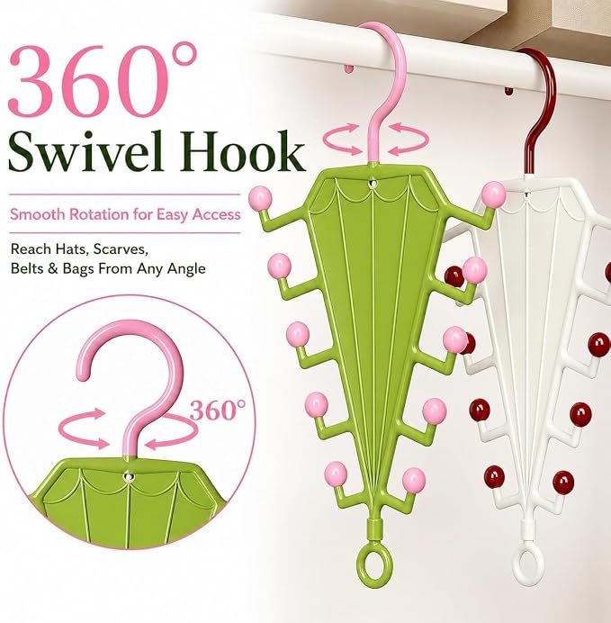 V-Shaped Double-Sided Closet Organizer Hanger, Multi-Functional V-Shaped Double Sided Hanger Storage Rack, Vertical Closet Storage Rack for Shirts, Light Jackets, Hats, Scarves (4, Green)