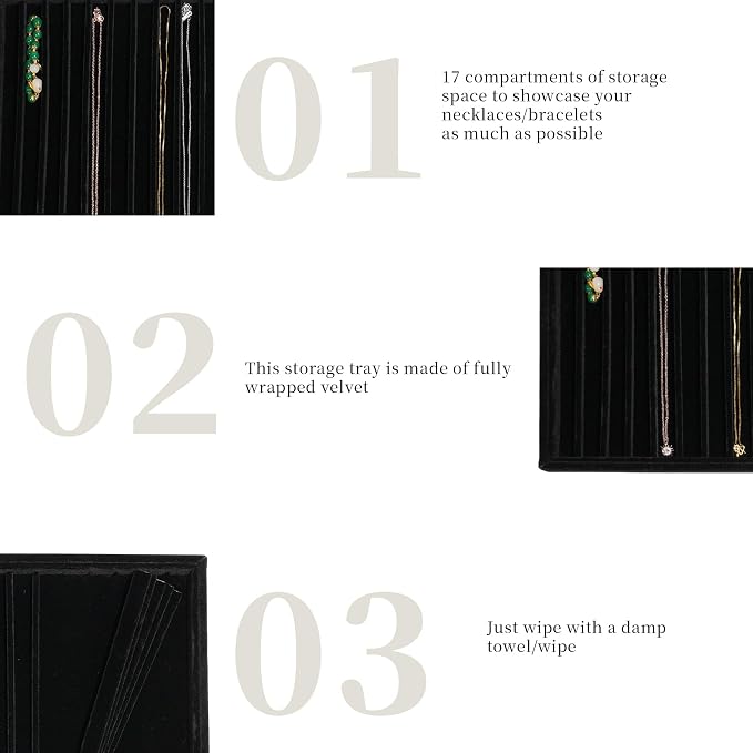 2 Sets Large Jewelry Trays with Drawer Insert Velvet Jewelry Organizer Tray for Women, Jewelry Display Trays with 16 Grids