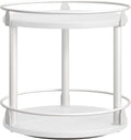 YATINEY Lazy Susan Organizer, Rotating Spice Rack, 2 Tier Spice Turntable Organizer, Industrial Turntable Spice Holder, for Kitchen Countertop, Compact and Versatile, White SR22WW